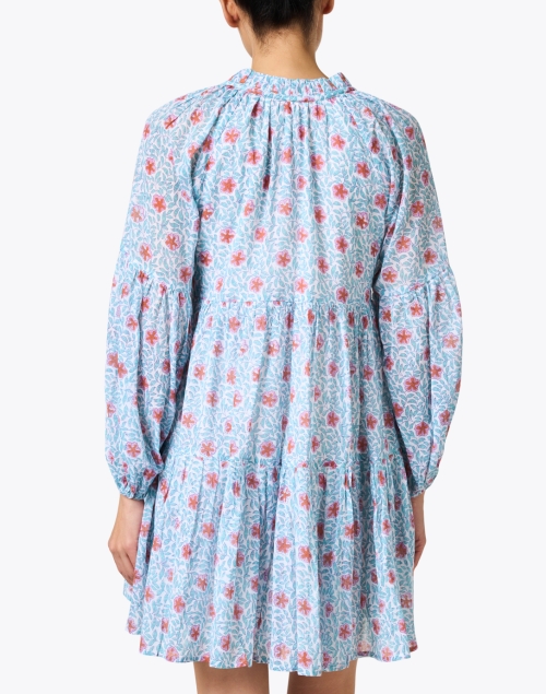 Back image - Oliphant - Villa Blue and Pink Print Cotton Dress