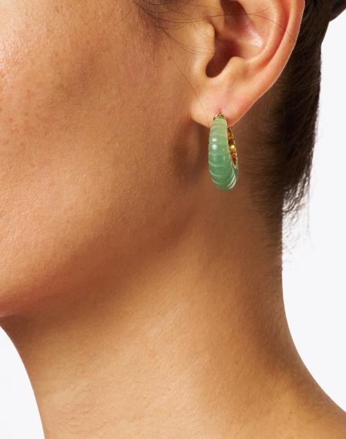 Loeffler Randall - Bernadine Jade and Gold Hoop Earrings