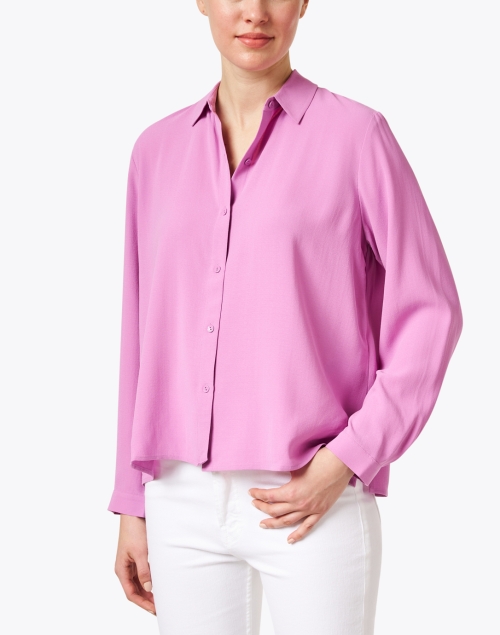Front image - Eileen Fisher - Orchid Pink Silk Georgette Top