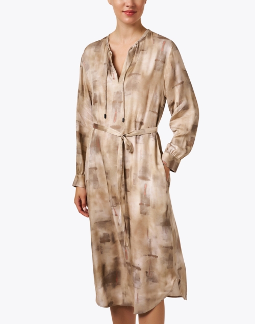 Front image - Peserico - Beige Print Twill Dress