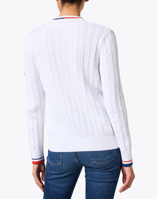 Back image - Saint James - Aleria White Cotton Cable Knit Sweater