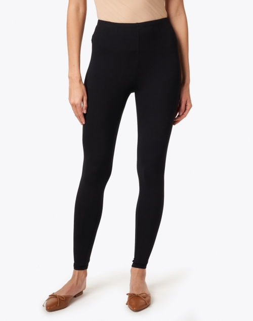 Front image - Eileen Fisher - Black Stretch Jersey Ankle Legging