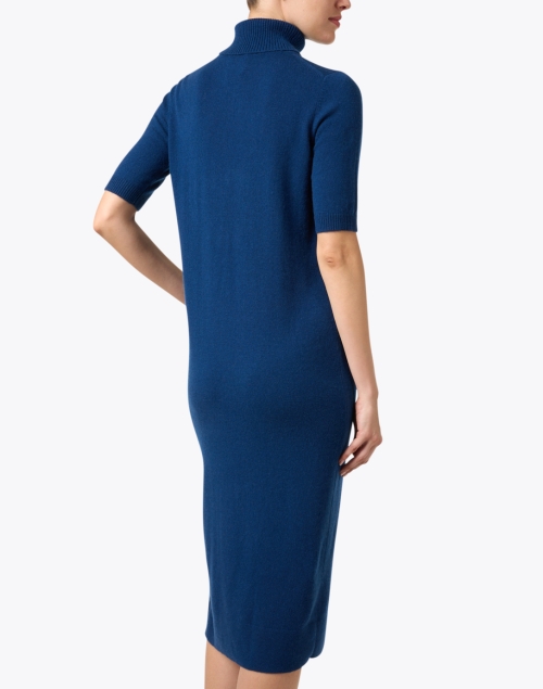 Back image - Allude - Blue Wool Cashmere Turtleneck Dress