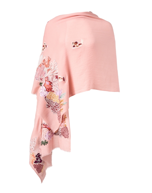 Product image - Janavi - Pink Coral Embroidered Wool Scarf