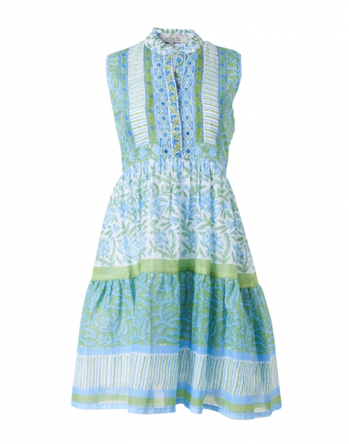 Bella Tu Taryn Green and Blue Floral Cotton Dress