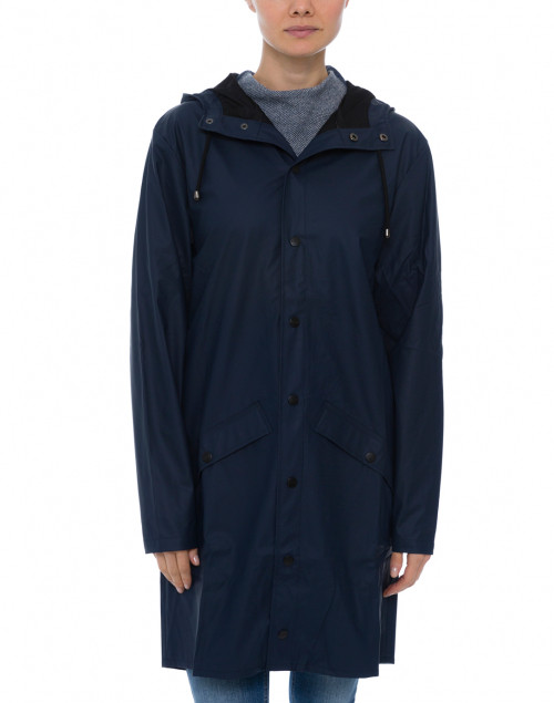 Front image - Rains - Navy Waterproof Raincoat