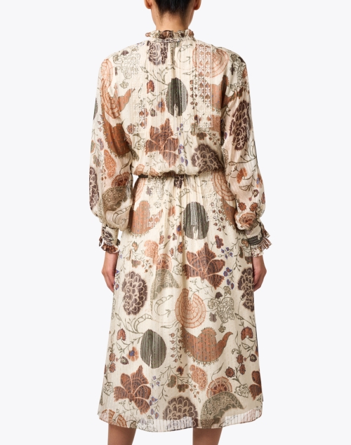 Back image - Lafayette 148 New York - Beige Print Metallic Silk Dress