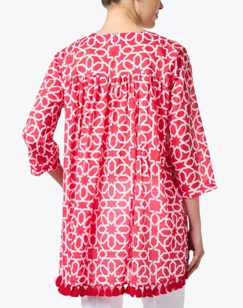 Back image - Ro's Garden - Seychelles Red Print Cotton Tunic Top