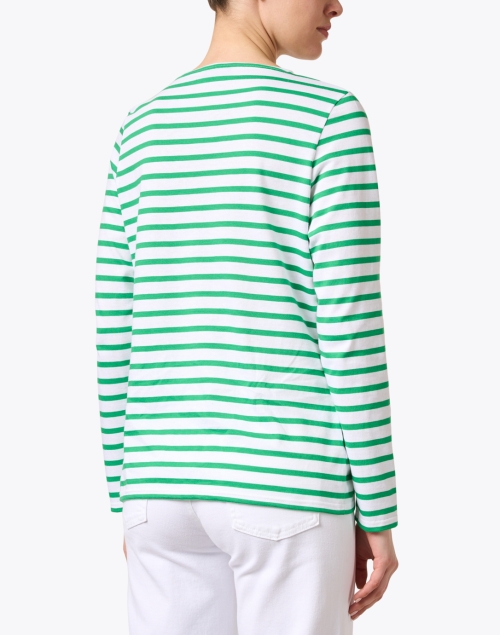Back image - Saint James - Minquidame White and Green Striped Cotton Top
