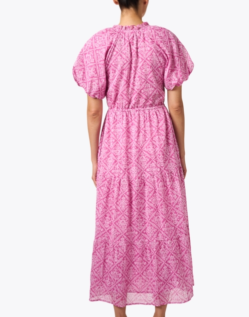 Back image - Banjanan - Poppy Pink Print Cotton Dress