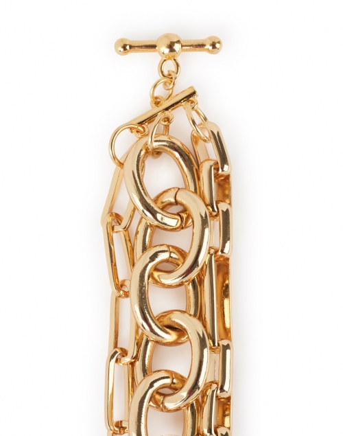 Kenneth Jay Lane - Gold Three Row Link Bracelet with Toggle Clasp