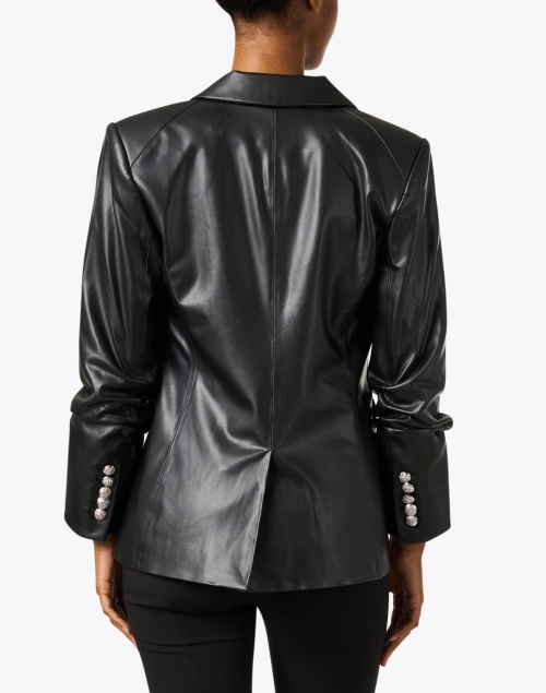 Back image - Veronica Beard - Hollis Black Faux Leather Dickey Jacket