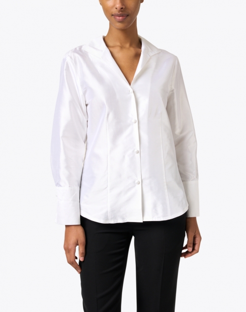 Front image - Connie Roberson - White Silk Button Up Shirt
