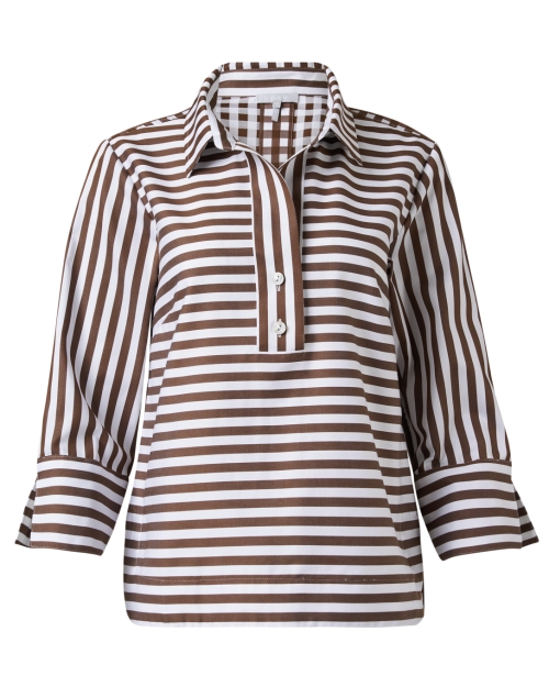 Product image - Hinson Wu - Aileen Brown and White Striped Cotton Top