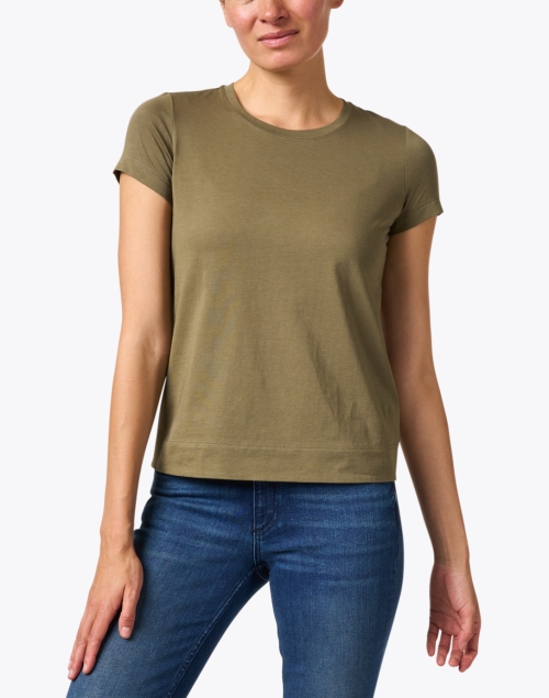 Front image - Lafayette 148 New York - Modern Olive Green Cotton Tee