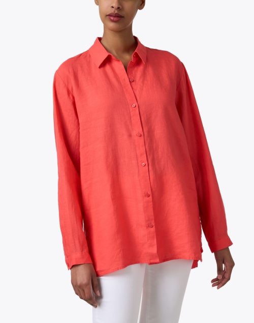 Front image - Eileen Fisher - Coral Linen Shirt