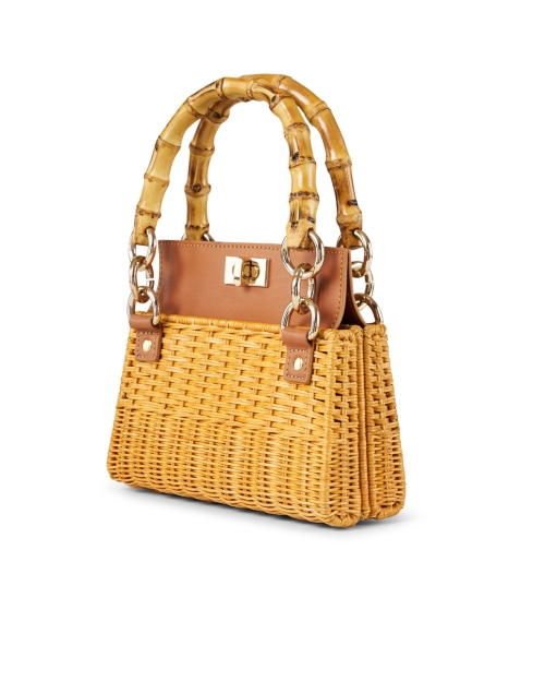 Front image - SERPUI - Vicky Wicker Bamboo Handle Bag 