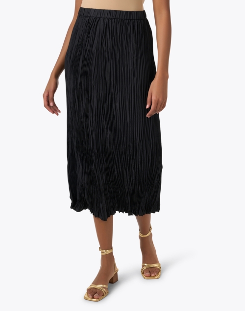 Front image - Eileen Fisher - Black Crushed Silk Skirt