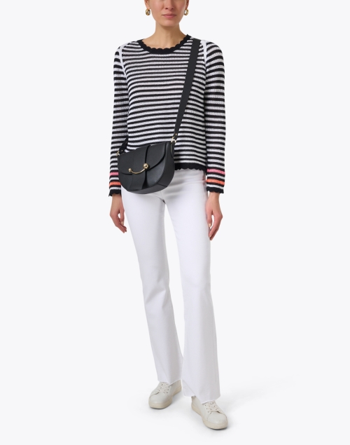 Black and White Striped Cotton Sweater