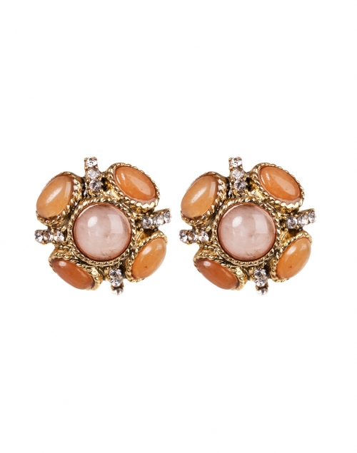 Oscar de la Renta Pink and Gold Button Earrings
