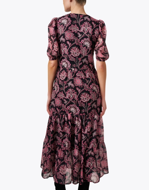 Back image - Jude Connally - Jordana Black and Pink Print Cotton Dress