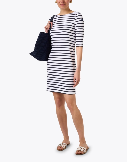 Propriano White and Navy Striped Dress