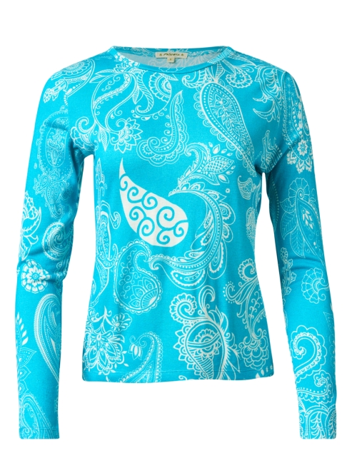Product image - Pashma - Turquoise Paisley Print Cashmere Silk Sweater