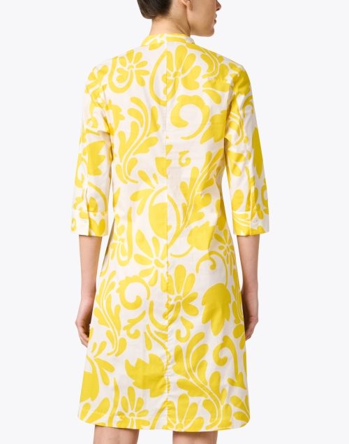Back image - Caliban - Yellow and White Cotton Shirt Dress