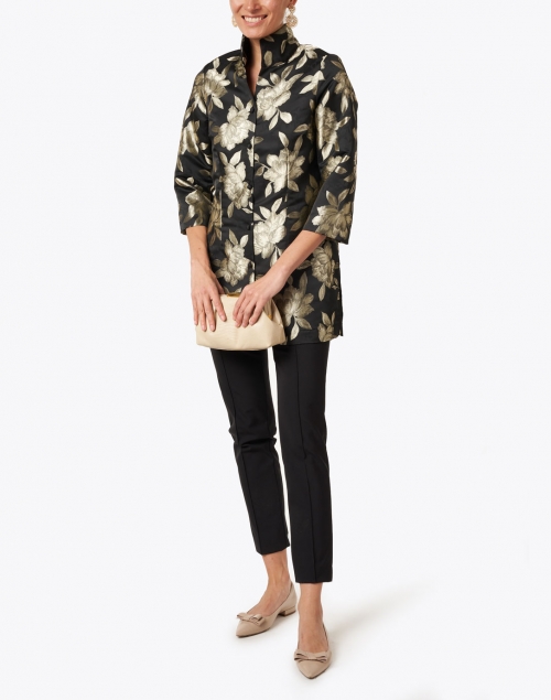 Rita Black and Gold Floral Embroidered Silk Jacket 