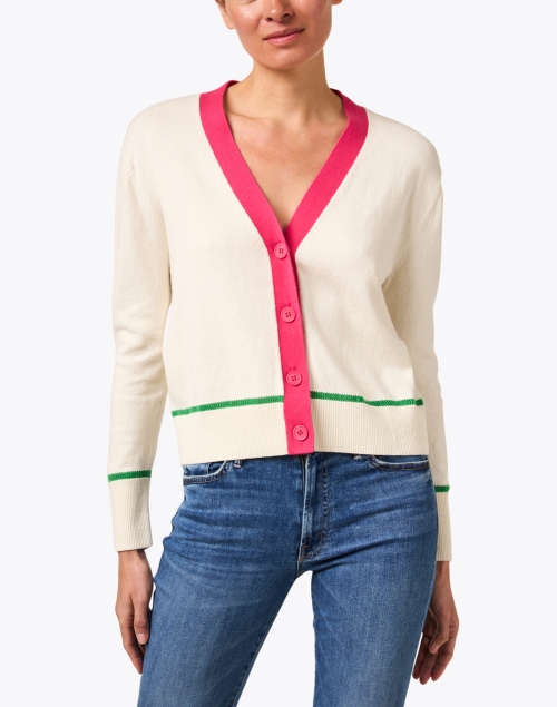 Front image - Chinti and Parker - Cream Contrast Trim Cardigan