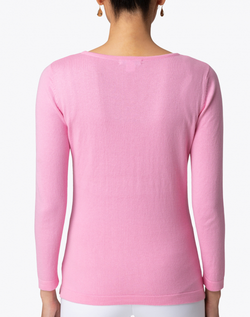 Back image - Blue - Rose Pink Pima Cotton Boatneck Sweater