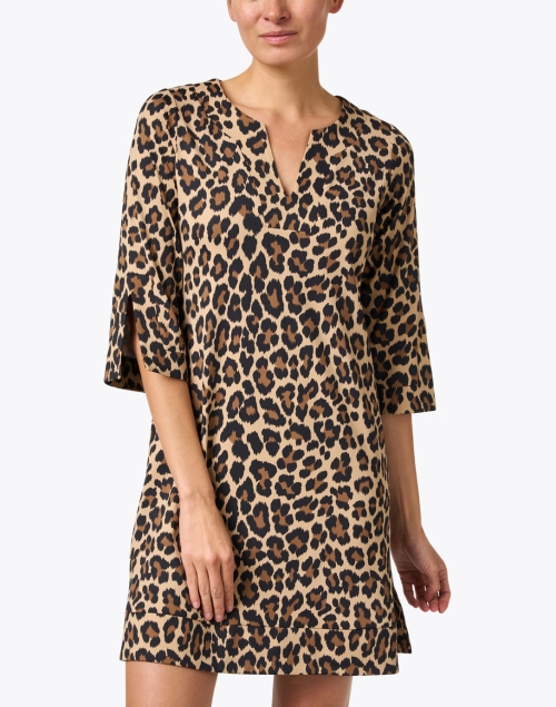 Front image - Jude Connally - Megan Neutral Leopard Print Dress