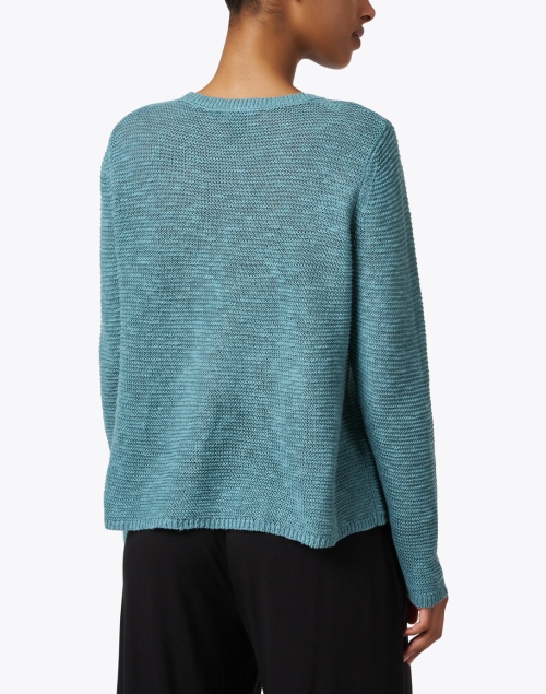 Back image - Eileen Fisher - Blue Cotton Linen Sweater