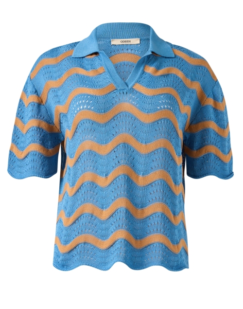 Product image - Odeeh - Himmelblau Blue Wave Knit Polo Top