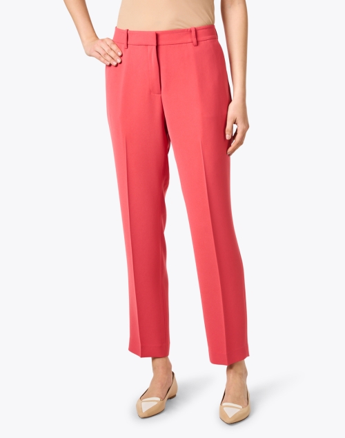 Front image - Lafayette 148 New York - Clinton Coral Pink Crepe Ankle Pant
