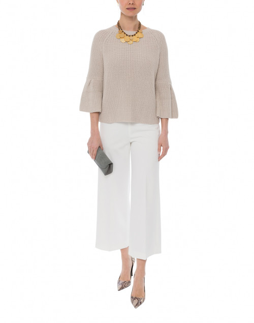 Ivory Crepe Wide Leg Pull-On Ankle Pant