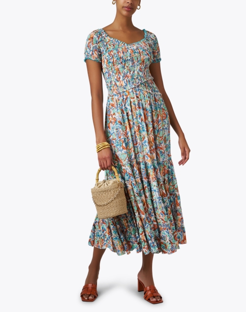 Soledad Multi Print Smocked Cotton Dress