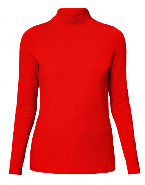 Product image - E.L.I. - Red Cotton Ruched Mock Neck Top