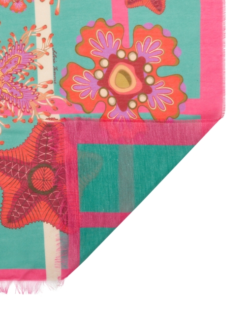 Front image - Franco Ferrari - Hawnbci Teal and Pink Starfish Cotton Silk Scarf