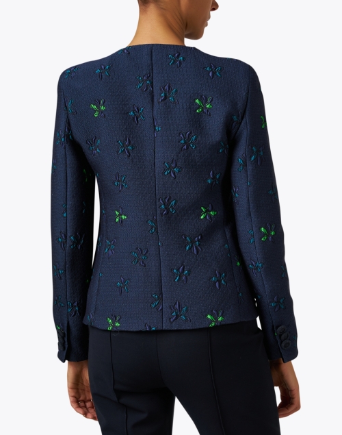 Back image - Emporio Armani - Navy Floral Jacquard Jacket