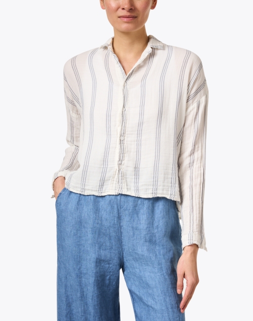 Front image - CP Shades - Ramona White Striped Cotton Gauze Shirt