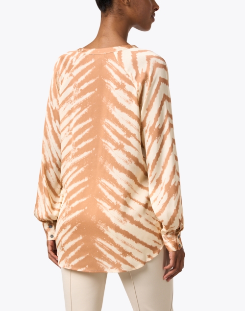 Back image - Repeat Cashmere - Orange and Cream Animal Print Silk Blouse