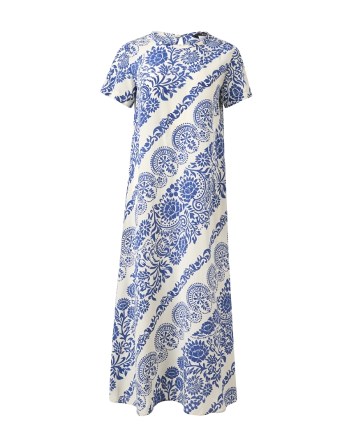 Product image - Weekend Max Mara - Orchis Cream and Blue Print Silk Dress