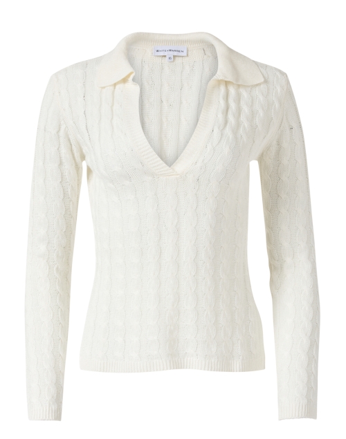 Product image - White + Warren - White Linen Cotton Cable Sweater