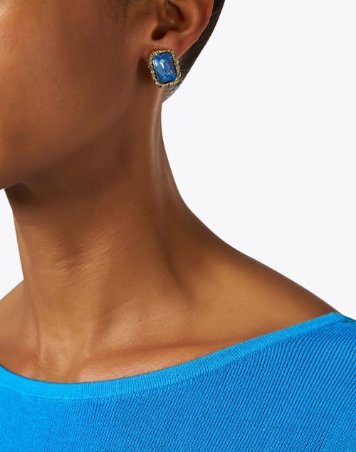 Look image - Oscar de la Renta - Lintzer Blue Stud Clip Earrings