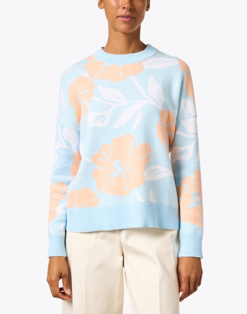 Front image - Kinross - Blue Multi Floral Cotton Sweater