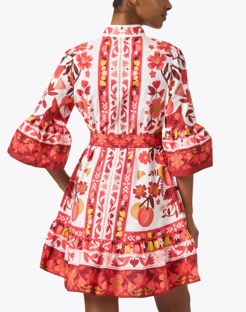 Back image - Farm Rio - White and Red Multi Print Dress
