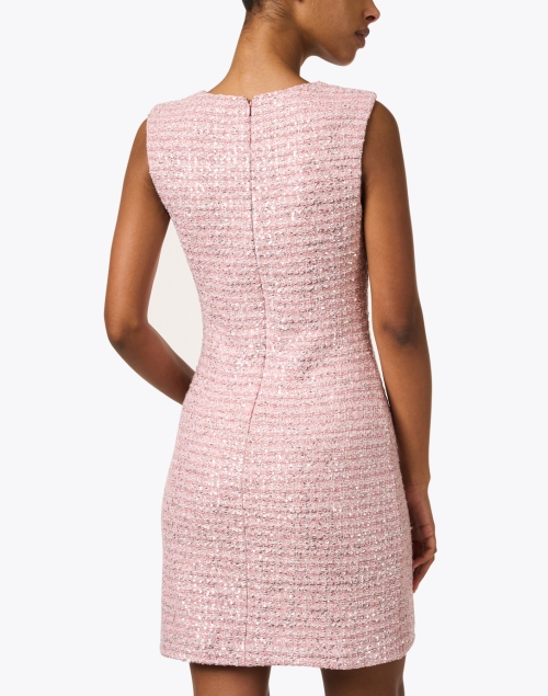 Back image - St. John - Pink Plaid Sequin Sheath Dress