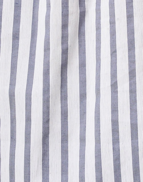 Fabric image - Piazza Sempione - Blue and White Striped Cotton Linen Shirt