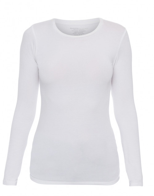 Product image - Majestic Filatures - White Crew Neck Long-Sleeved Stretch Viscose Top